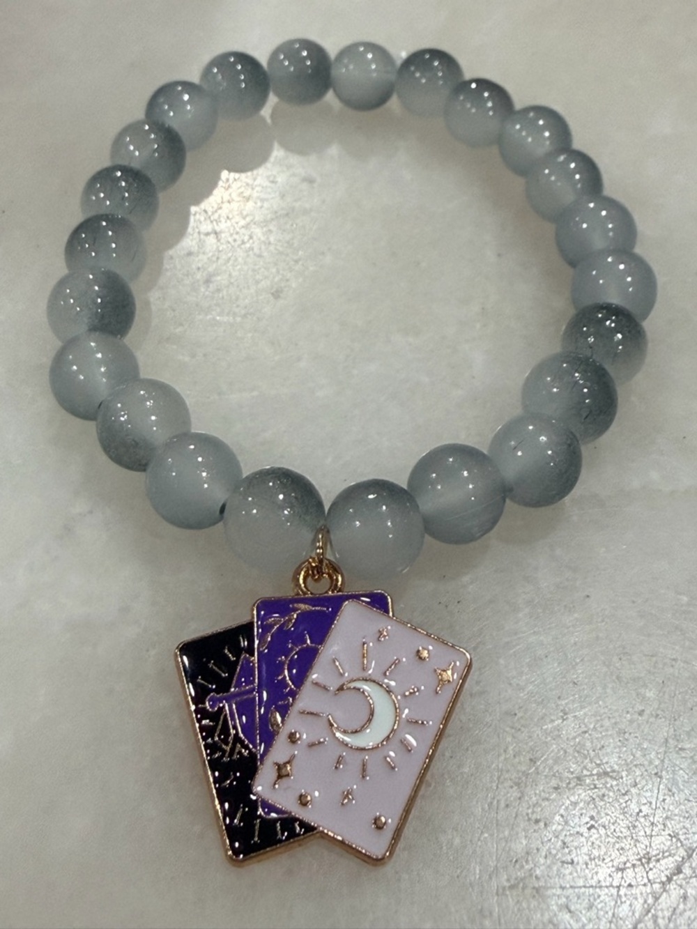 Tarot Card Charm Beaded Bracelet Mystical Handmade Jewelry